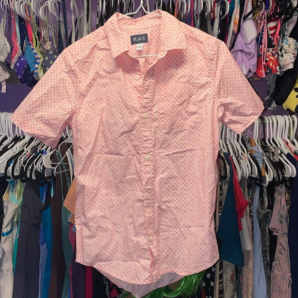 Boys Children’s Place button up short sleeve casual dress shirt smart looking